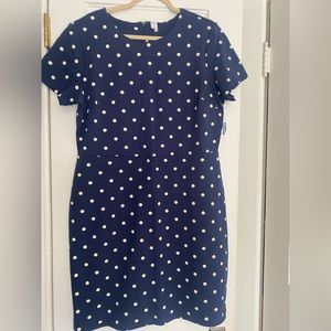 NWT XL old navy polka dot business casual dress with light stretch and zipper